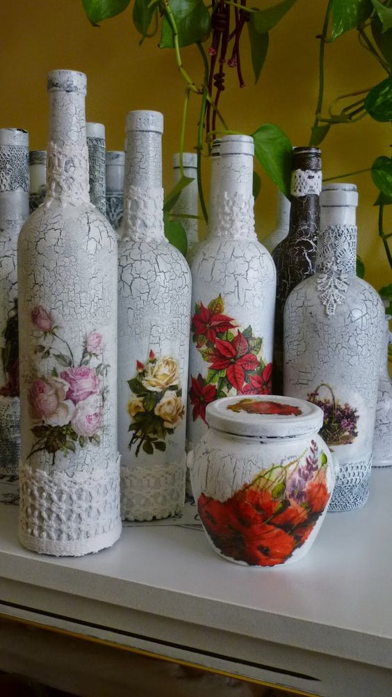 decoupage no vidro renda