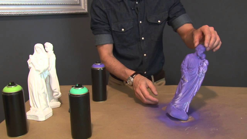 pintura em gesso com spray