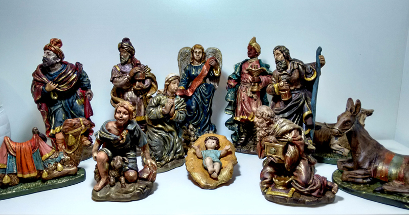 pintura em gesso presepio