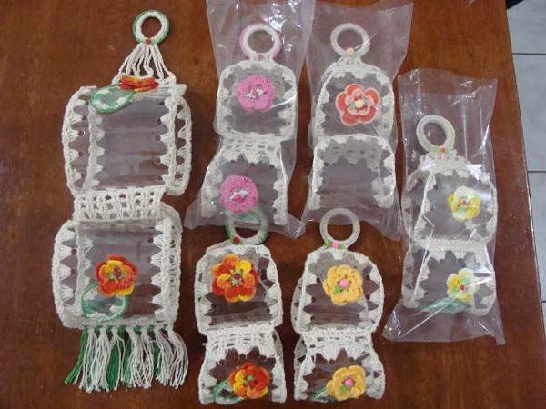 porta papel higiênico de garrafa pet croche