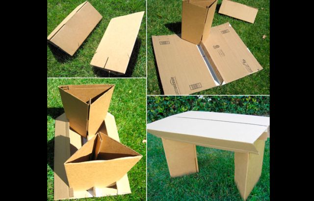 mesa com papelão jardim