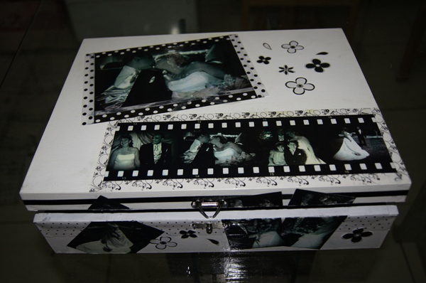 caixa  decorada com fotos linda