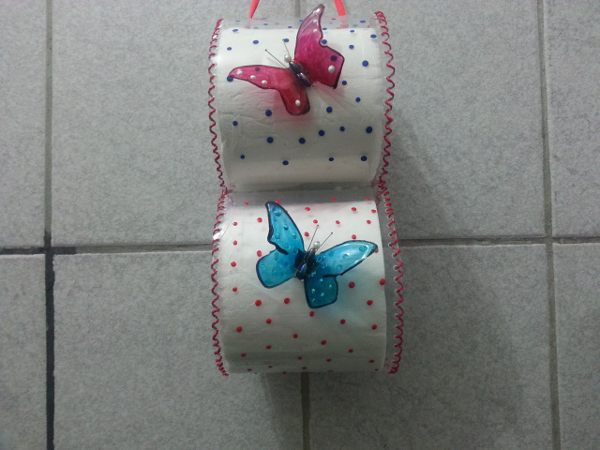 porta papel higiênico de garrafa pet decorado