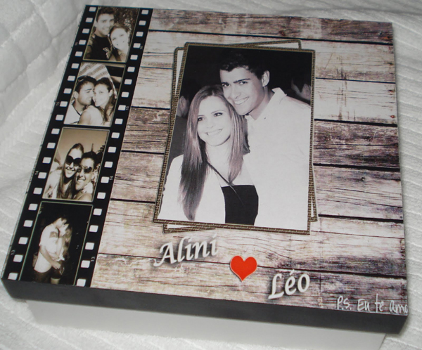 caixa  decorada com fotos amor