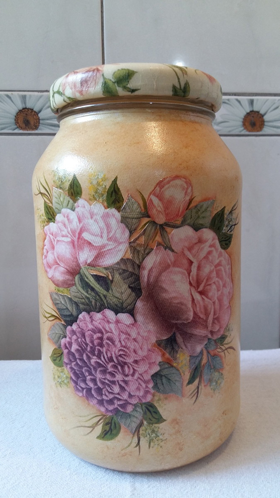 decoupage no vidro flores