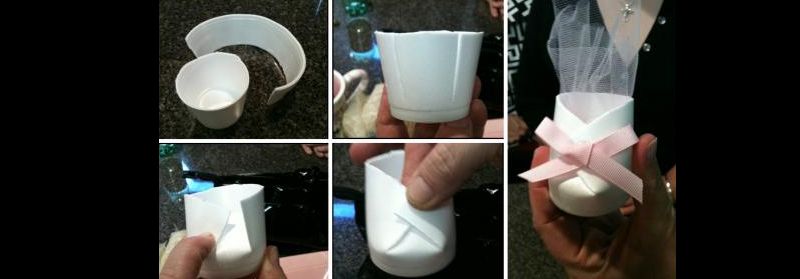 sapatinho de copo descartável de isopor