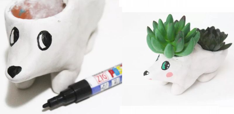 pintura em gesso com caneta permanente 