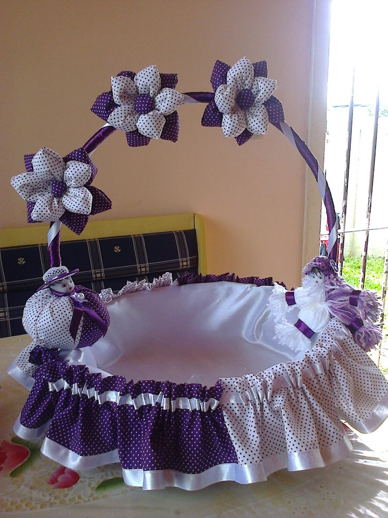 cesta decorada com fuxico