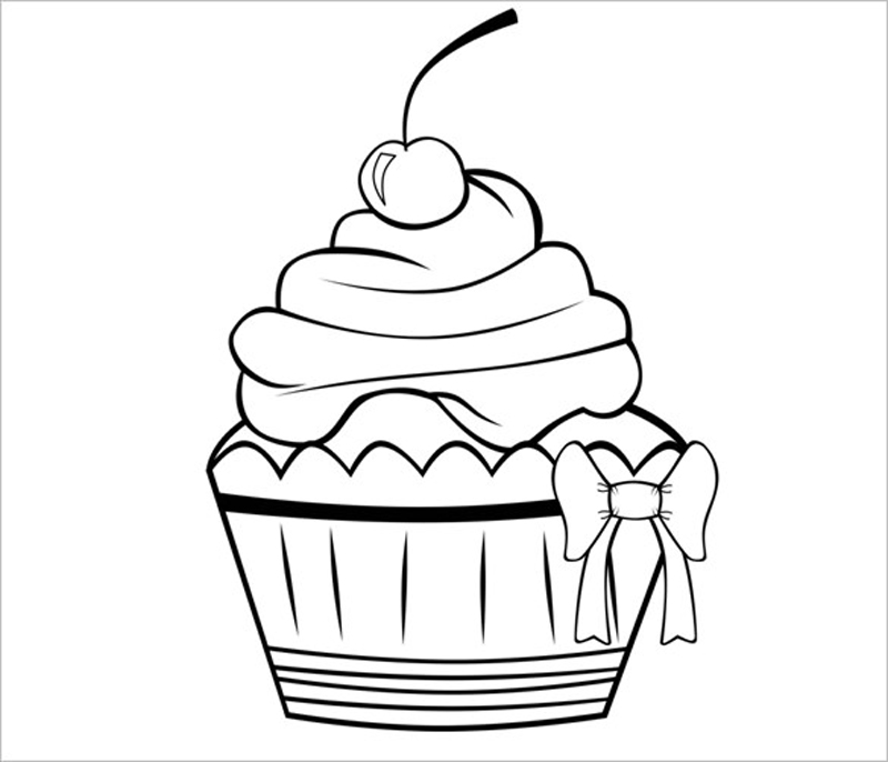 desenho de cupcake com laço