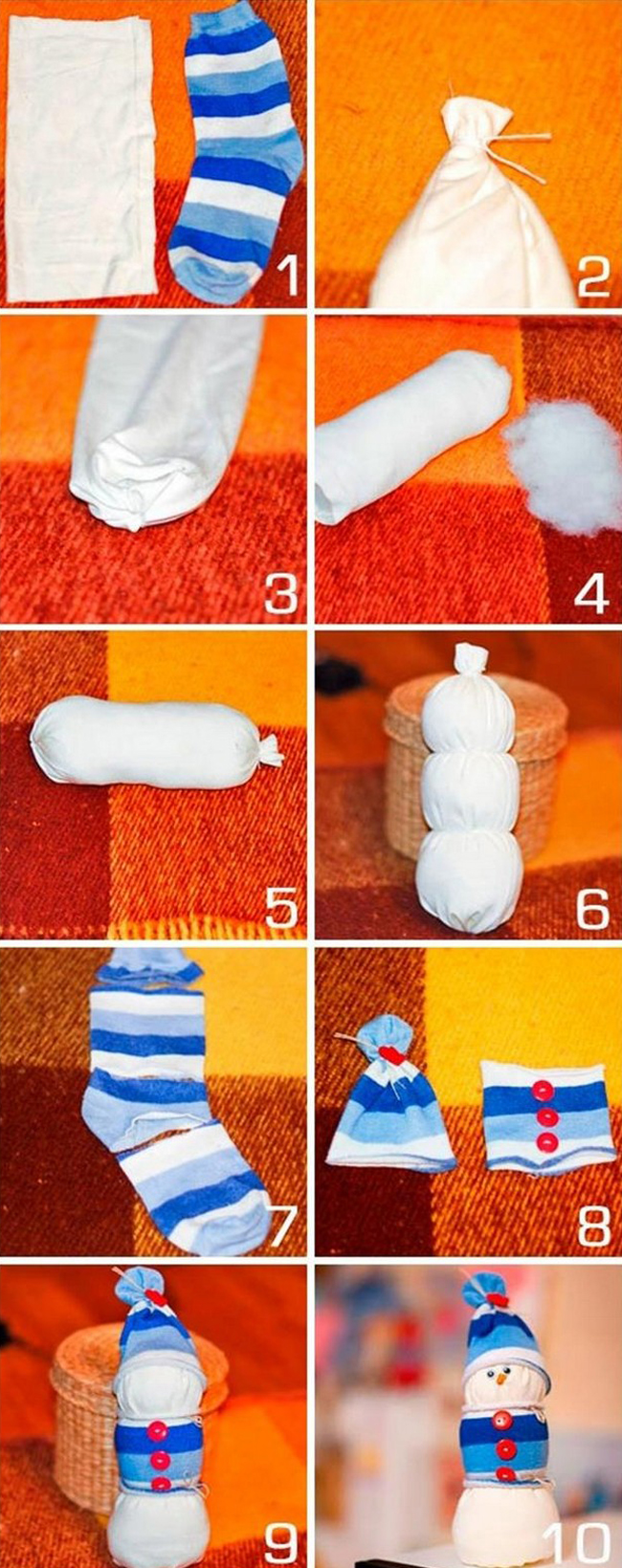 Как сделать снеговика из носка на Новый Год: пошаговая инструкция