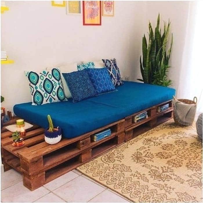 sofa de pallet azul marinho