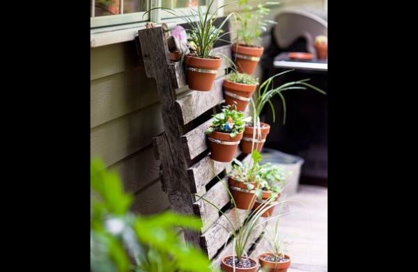 jardim de pallet com vaso