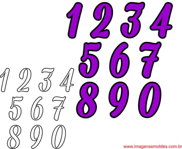 molde de numeros roxos