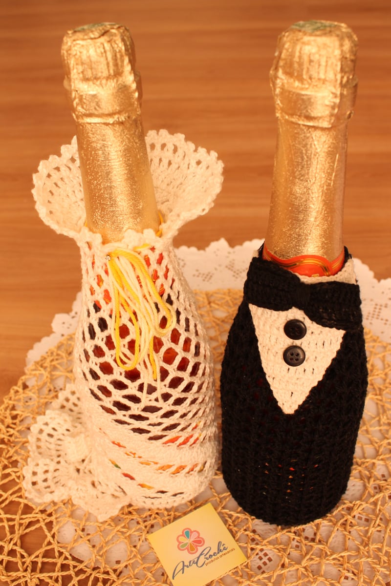 garrafa decorada com croche