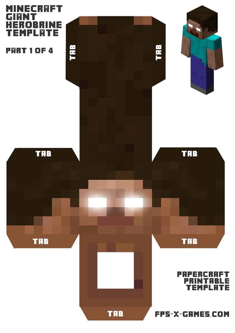 boneco minecraft dobradura 