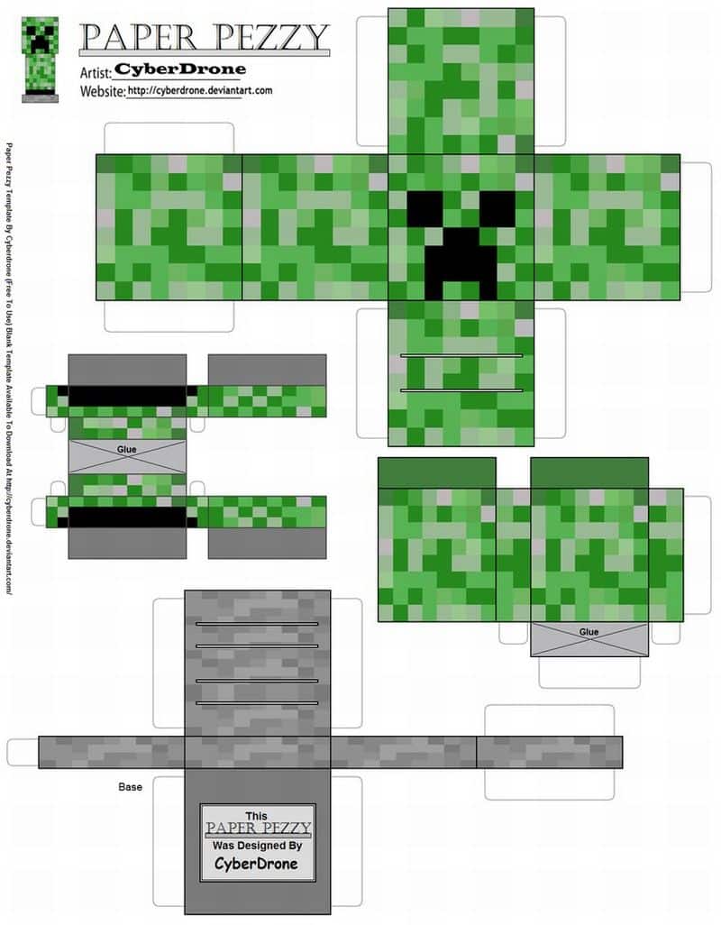 boneco minecraft molde 