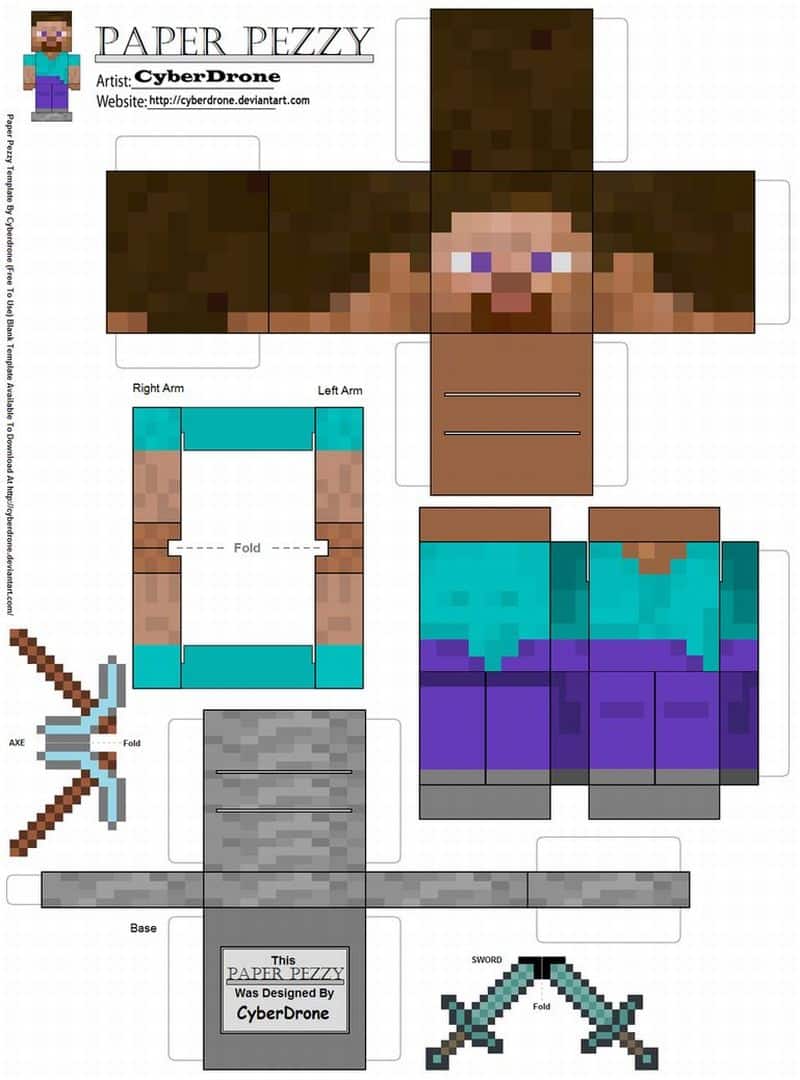 molde boneco minecraft 