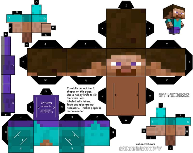 boneco minecraft imprimir 