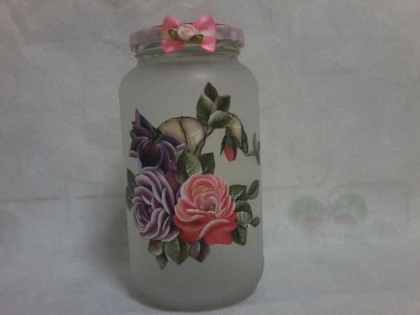 vidro fosqueado com decoupage