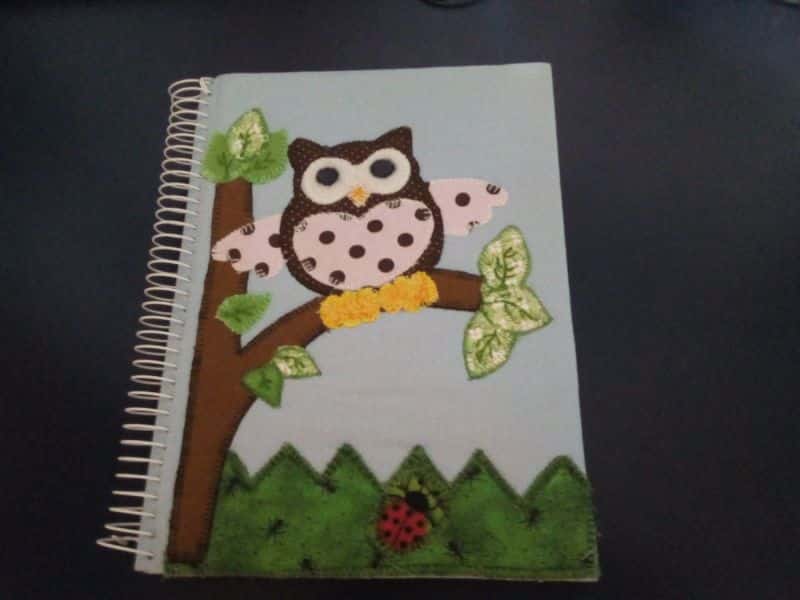 caderno decorado coruja