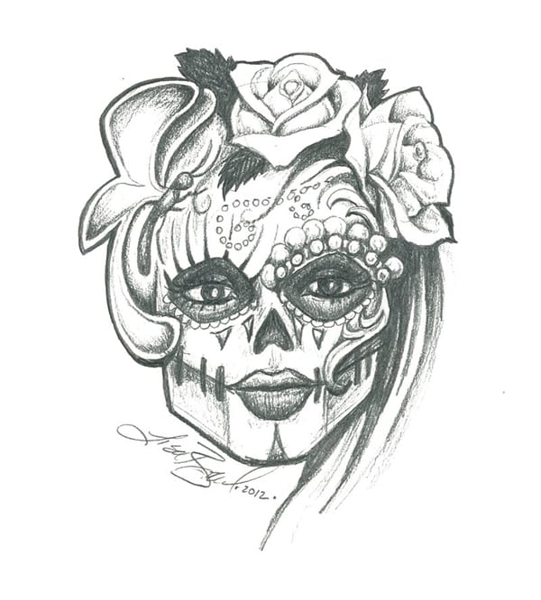 desenho de caveira feminina