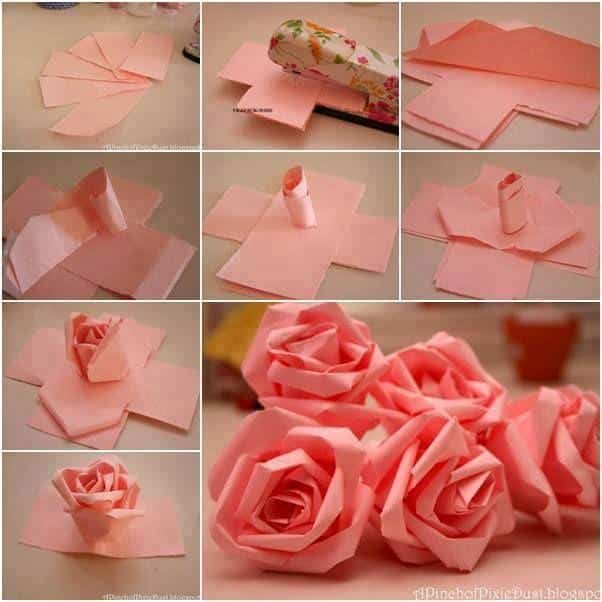 flor de papel rosa