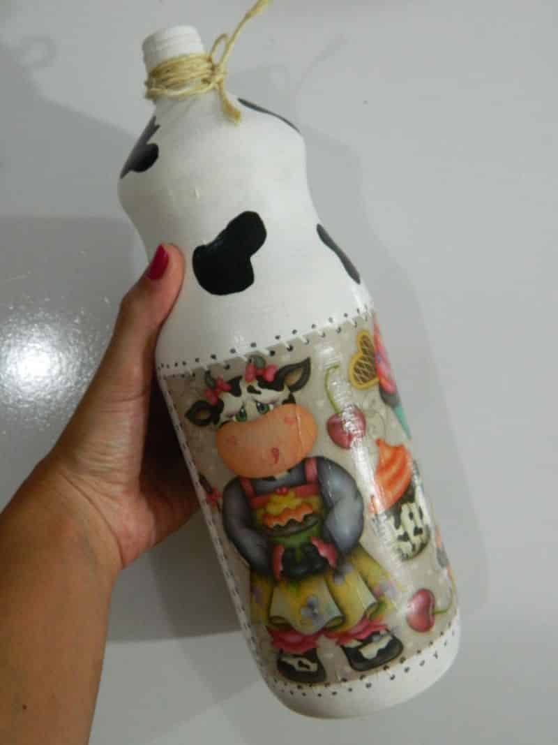garrafa decorada vaca