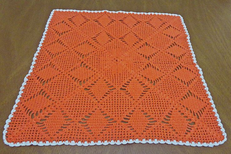 toalha croche laranja