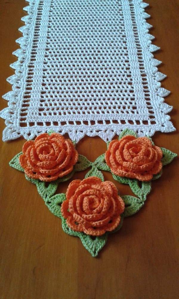 tapetes de croche com flores para cozinha