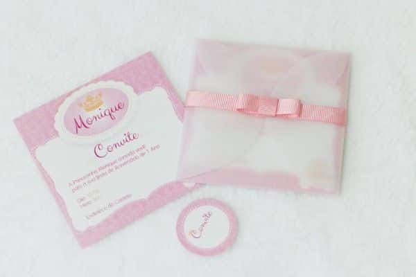 convite infantil com papel de seda