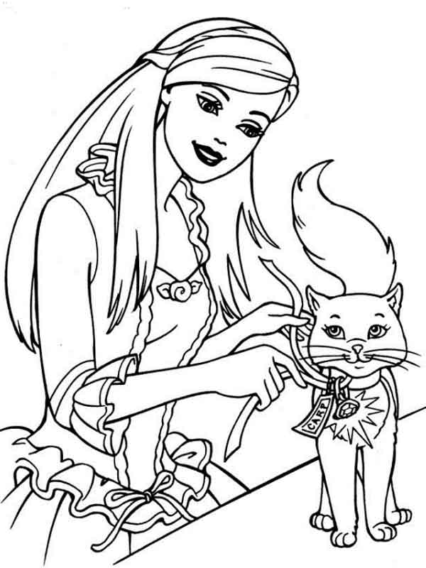Boneca para pintar Barbie e gato