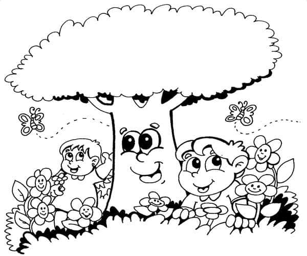 Desenho para colorir com o tema Viva a Primavera - Professora