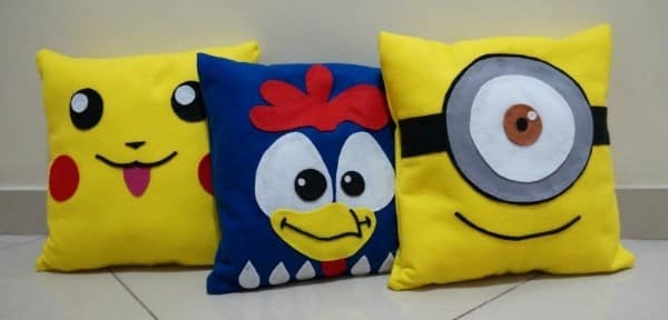 almofadas de feltro galinha pintadinha pokemon minions