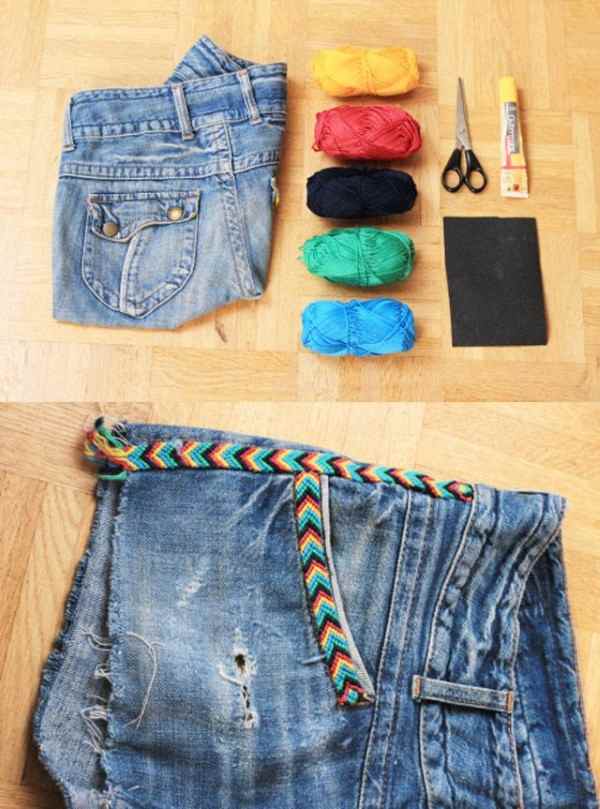 customizar shorts jeans com tecido