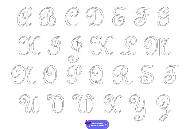 Molde de letras cursivas para imprimir - Artesanato Passo a Passo!