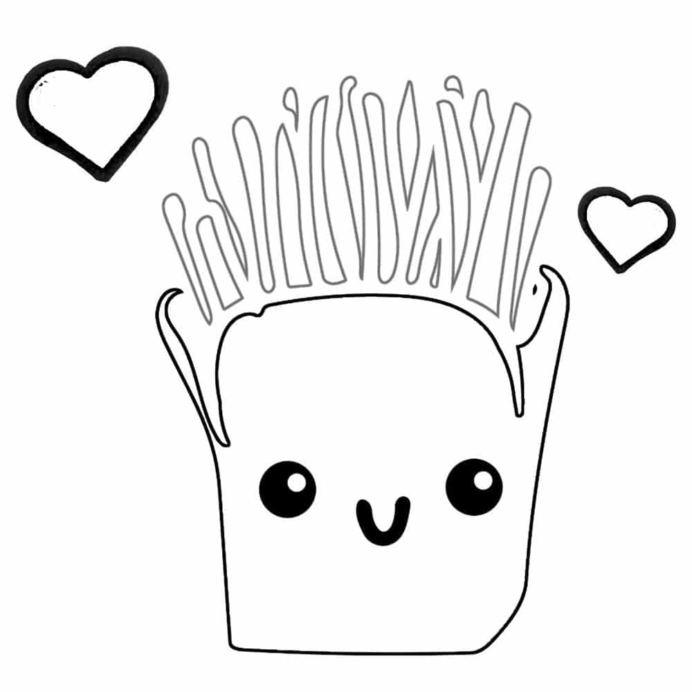 kawaii barata frita para colorir