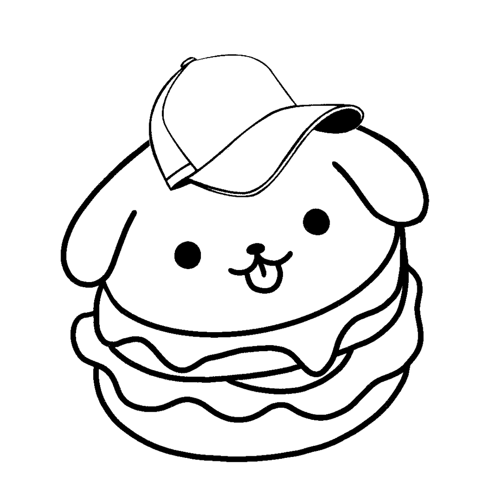 desenhos kawaii hamburger