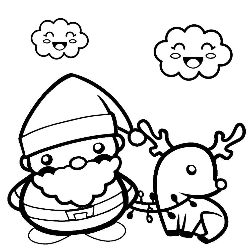 Desenhos Kawaii de Natal para Colorir e Imprimir