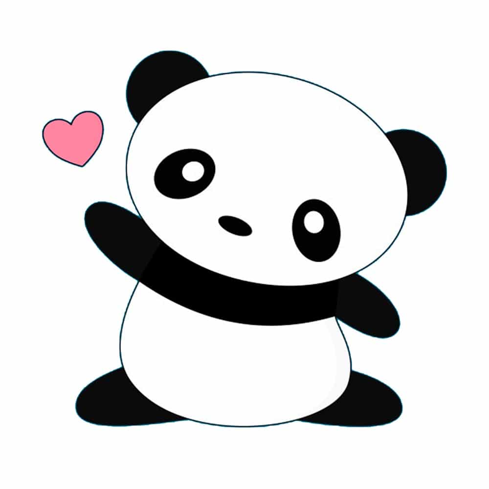 panda kawaii em branco e preto