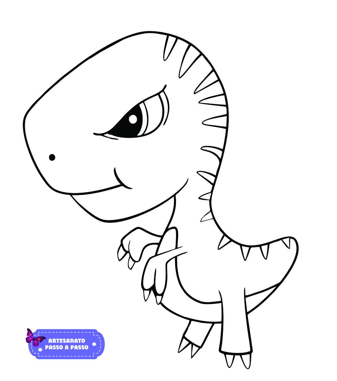 Desenho de Dinossauro para Colorir - Artesanato Passo a Passo!