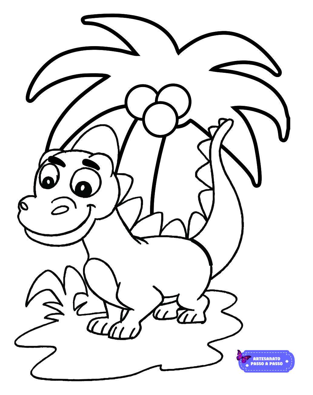 Desenho de Dinossauro pequeno bonito para colorir