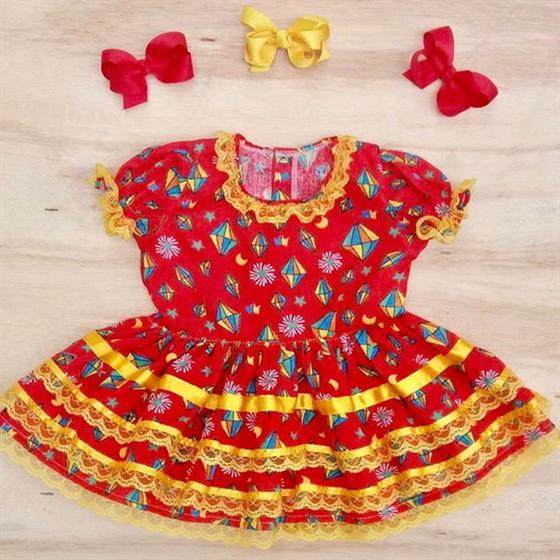 vestido de quadrilha infantil de chita