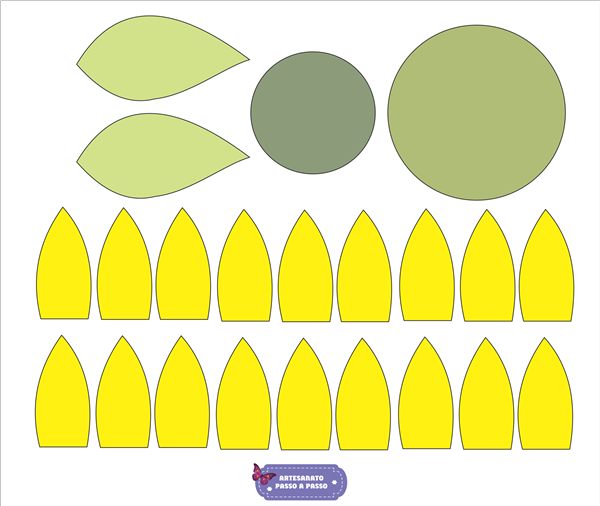 Molde de girassol para imprimir - Artesanato Passo a Passo!
