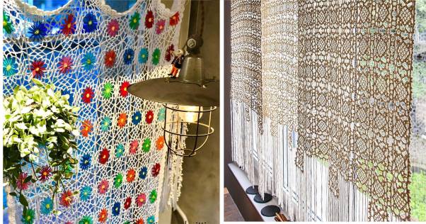 ideias de cortinas de croche modernas