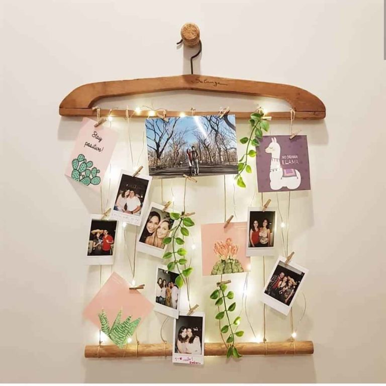 Mural de fotos penduradas 50 ideias fáceis para decorar Artesanato