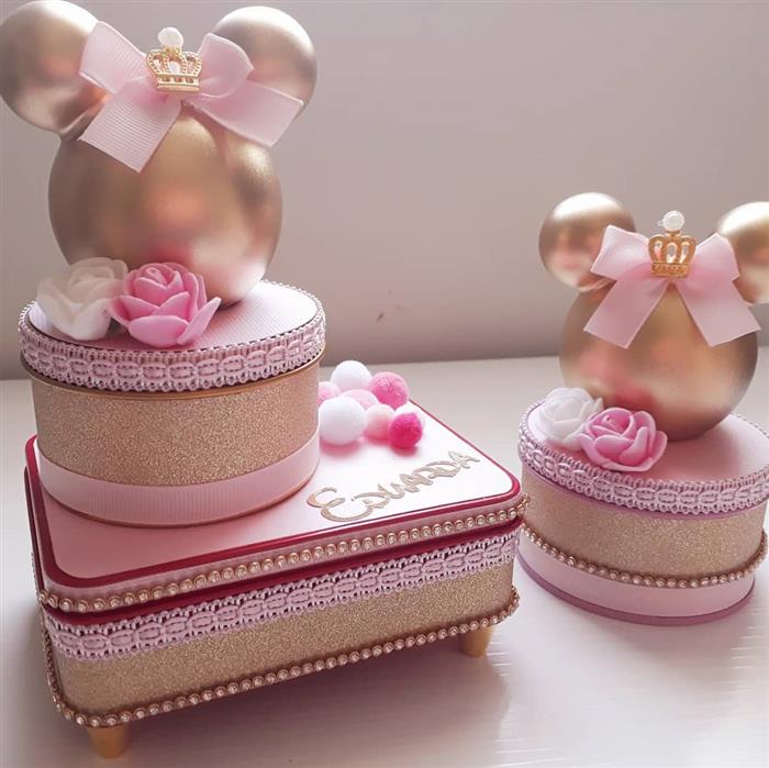 Lembrancinha de luxo da Minnie rosa Princesa