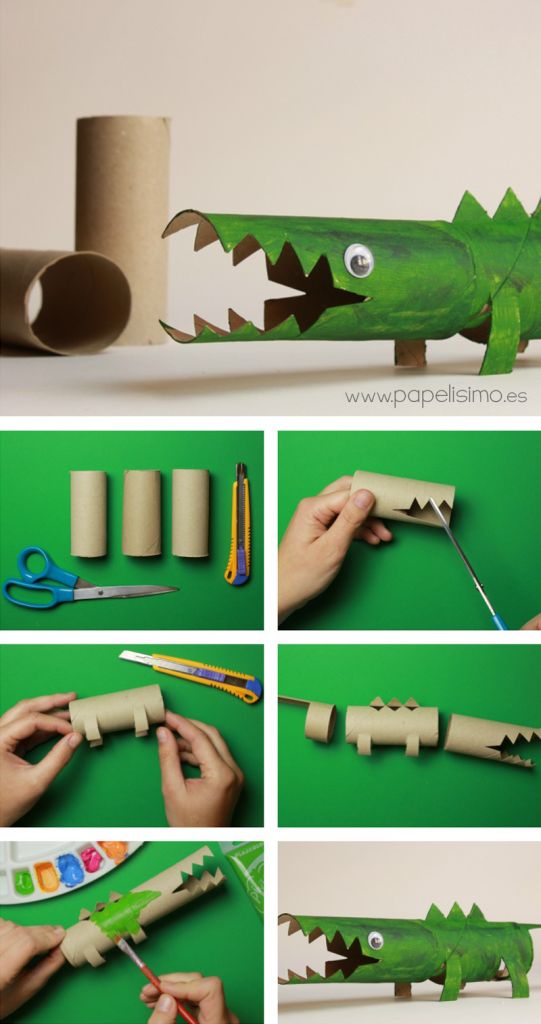 crocodilo de rolo de papel