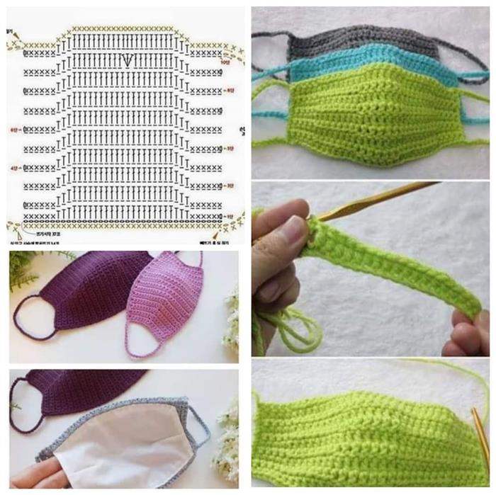 mascara de croche com grafico