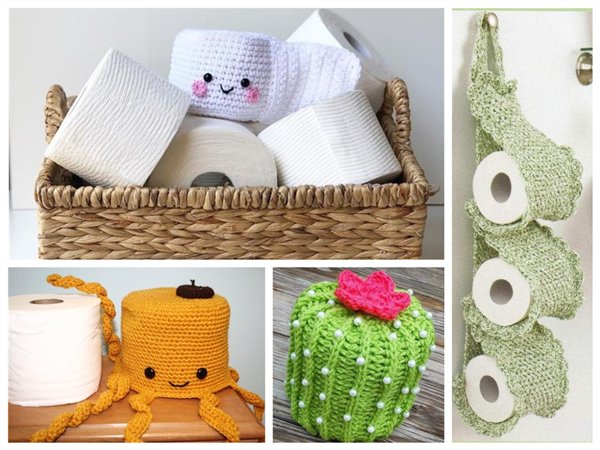 porta papel higiênico feito em crochê