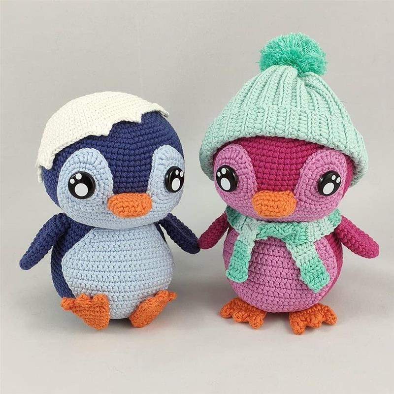 pinguins rosa e azul